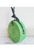coloring rattan circle sling leather bags green color
